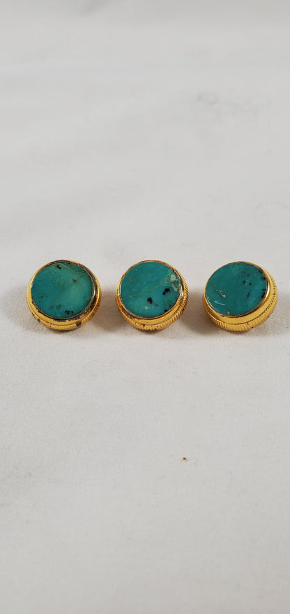 Used Set of 3 Teal Valve Caps for Trumpet