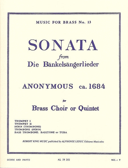 Anonymous — Bankelsangerlieder for Brass Quintet