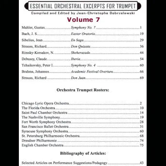 Essential Orchestral Excerpts for Trumpet, Volume 7