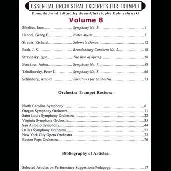 Essential Orchestral Excerpts for Trumpet, Volume 8