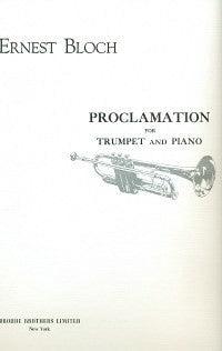 Bloch, Ernest - Proclamation for Trumpet and Piano